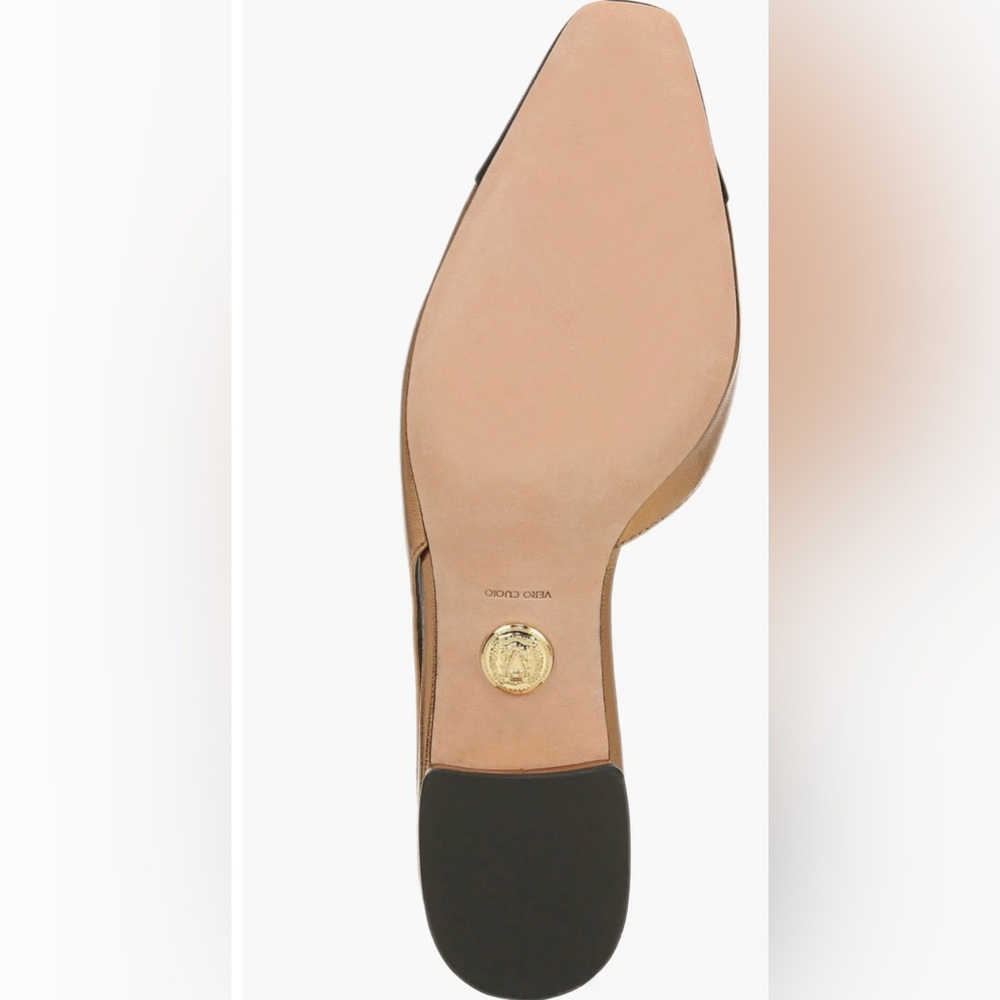 New Veronica Beard Metallic Gold Cecile Half d'Orsay Slingback Low Heel Shoes - Picture 5 of 7